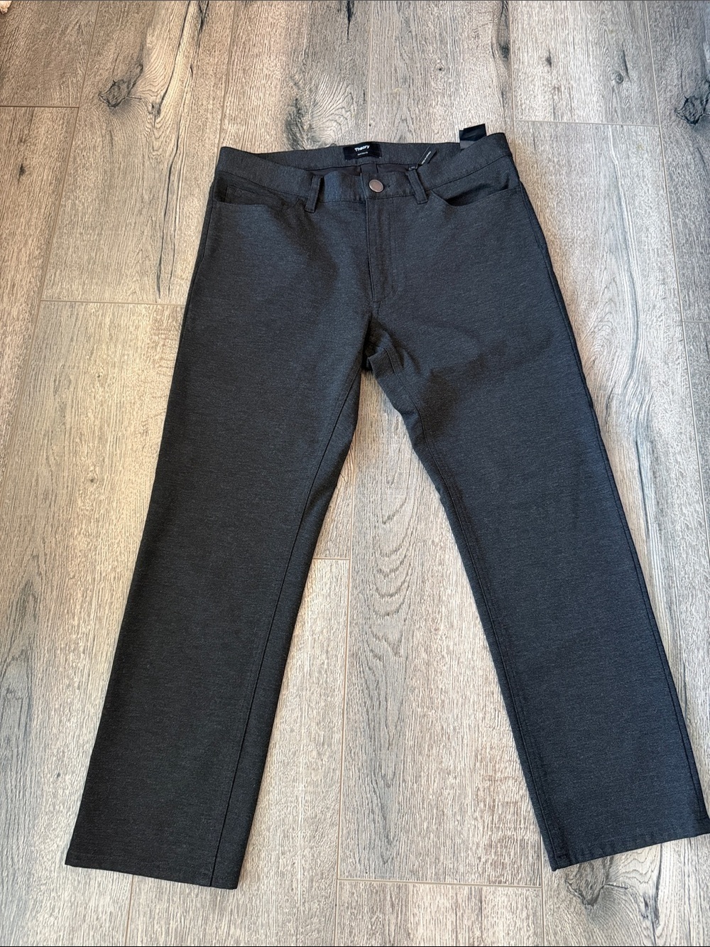 Theory Women's Dark Charcoal Straight Trousers
